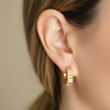 Moissanite Full Eternity Fluted Gold Small Hoops | Aria