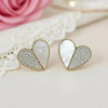 Mother of Pearl Pavé CZ Heart Stud Earrings | Amour