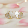Mother of Pearl Pavé CZ Heart Stud Earrings | Amour