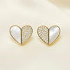 Mother of Pearl Pavé CZ Heart Stud Earrings | Amour