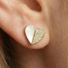 Mother of Pearl Pavé CZ Heart Stud Earrings | Amour