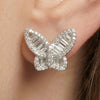 Butterfly Full Pavé Baguette CZ Halo Studs | Jardin