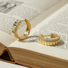 Moissanite Full Eternity Fluted Gold Small Hoops | Aria