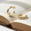 Freshwater Pearl Wavy Textured Gold Hoops | Ornate