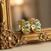 Oval Green Spinel Halo Vintage Gold Hoops | Chroma