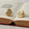 Vintage Matte Gold Moissanite Pavé Button Studs | Orante