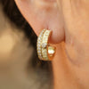 Vintage Textured Gold Pear Moissanite Pavé Hoops | Orante