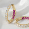 1.5CT Moissanite & Ruby Inside-Out Gold Hoops | Chroma