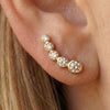 Moissanite Bezel Bubble Climber Earrings | Aria
