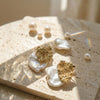 Vintage Baroque Coin Pearl Molten Gold Studs | Ornate