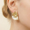 Vintage Baroque Coin Pearl Molten Gold Studs | Ornate