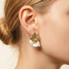 Vintage Baroque Coin Pearl Molten Gold Studs | Ornate