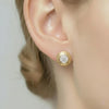 Vintage Matte Gold Moissanite Pavé Button Studs | Orante