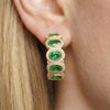 Oval Green Spinel Halo Vintage Gold Hoops | Chroma