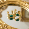 Natural Green Malachite Fluted Gold Hoops | Ornate