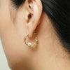 Freshwater Pearl Wavy Textured Gold Hoops | Ornate