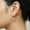 Freshwater Pearl Wavy Textured Gold Hoops | Ornate