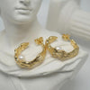 Freshwater Pearl Wavy Textured Gold Hoops | Ornate