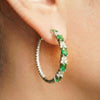 Emerald Green Spinel Inside Out Silver Hoops | Chroma