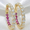 1.5CT Moissanite & Ruby Inside-Out Gold Hoops | Chroma