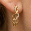 Moissanite Pavé Twisted Gold Rope Hoop Earrings | Aria