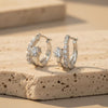 Moissanite Solitaire Pavé Double Huggie Hoops | Aria