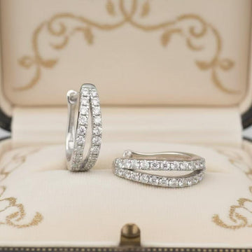Moissanite Pavé Wavy Double Huggie Hoops | Aria