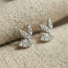 Moissanite Pavé Clover Leaf Silver Studs | Jardin