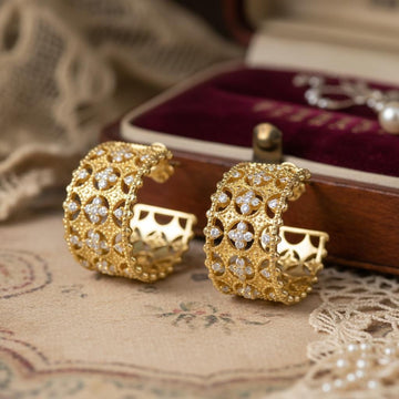 Vintage Floral Filigree Statement Wide Hoops | Ornate