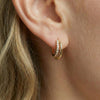 Stacked Moissanite Pavé Two Tone Double Huggie Hoops | Aria