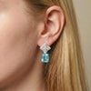 Aqua Blue Pavé Clovers Emerald-Cut Studs | Pastel