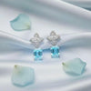 Aqua Blue Pavé Clovers Emerald-Cut Studs | Pastel