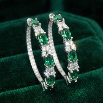 Emerald Green Spinel Inside Out Silver Hoops | Chroma