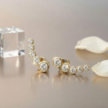 Moissanite Bezel Bubble Climber Earrings | Aria
