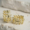 Moissanite Pavé Leaf Wreath Huggie Hoops| Jardin