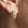Moissanite Pavé Leaf Wreath Huggie Hoops| Jardin