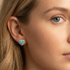 Vintage Lab Paraiba Blue Heart Halo Stud Earrings | Amour