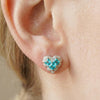 Vintage Lab Paraiba Blue Heart Halo Stud Earrings | Amour