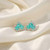 Vintage Lab Paraiba Blue Heart Halo Stud Earrings | Amour