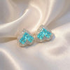Vintage Lab Paraiba Blue Heart Halo Stud Earrings | Amour