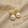 Edison Freshwater Pearl Molten Gold Drop Earrings | Orante