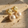 Edison Freshwater Pearl Molten Gold Drop Earrings | Orante
