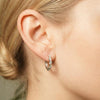 1.14CT Moissanite Bezel Bubble Silver Huggie Hoops | Aria