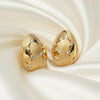 Teardrop Textured Gold Egg Stud Earrings | Ornate