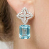 Aqua Blue Pavé Clovers Emerald-Cut Studs | Pastel