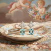 Aqua Blue Pavé Clovers Emerald-Cut Studs | Pastel