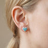 Vintage Lab Paraiba Blue Heart Halo Stud Earrings | Amour