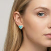 Vintage Lab Paraiba Blue Heart Halo Stud Earrings | Amour