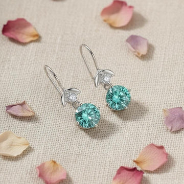 2CT Blue Moissanite Floral Silver Drops | Jardin