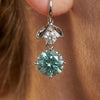2CT Blue Moissanite Floral Silver Drops | Jardin